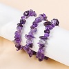 Unisex Chip Natural Amethyst Beaded Stretch Bracelets BJEW-S143-13-4