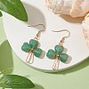 Natural Green Aventurine Pendant Clover Dangle Earrings EJEW-JE06074-01-2