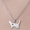 Non-Tarnish 201 Stainless Steel Cat with Heart Pendant Necklace NJEW-OY001-41-1