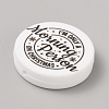 Flat Round with Word Food Grade Eco-Friendly Printed Silicone Focal Beads SIL-SZC0008-07D-2