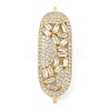 Rack Plating Brass Clear Cubic Zirconia Oval Connector Charms KK-A234-050G-1