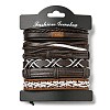 6Pcs 6 Style Adjustable Braided Imitation Leather Cord Bracelet Set with Waxed Cord for Men BJEW-F458-05-6