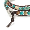 Round Natural Imperial Jasper(Dyed) Braided Wrap Bracelet BJEW-JB08175-5