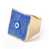 Square Enamel with Evil Eye Wide Band Finger Rings RJEW-A014-02G-04-3