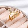 Rack Plating Brass Micro Pave Clear Cubic Zirconia Cuff Finger Rings for Women RJEW-M028-08G-4