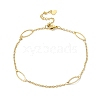 Vacuum Plating 304 Stainless Steel Horse Eye Link Anklet with Cable Chains for Women STAS-E001-23G-1