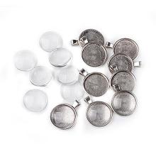 25mm Transparent Clear Domed Glass Cabochon Cover for Alloy Photo Pendant Making TIBEP-X0009-RS