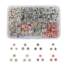 480Pcs 8 Style Flat Round Luminous Acrylic Beads DIY-YW0003-01