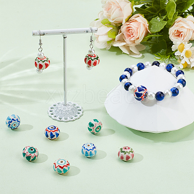 18Pcs 6 Colors Handmade Porcelain Beads PORC-PA0001-31-1