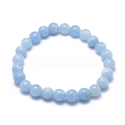 Natural & Dyed White Jade Bead Stretch Bracelets BJEW-K212-A-018-1