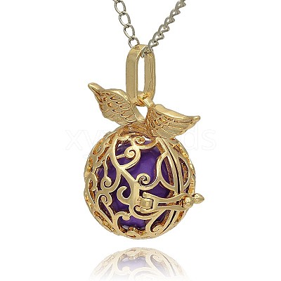 Golden Tone Brass Hollow Round Cage Pendants KK-J230-03G-1