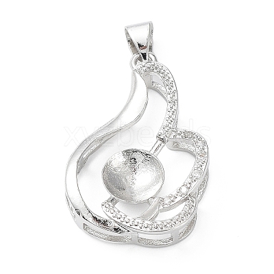 Platinum Plated Brass Pendant Cabochon Settings KK-Q776-01P-06-1