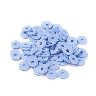 Flat Round Handmade Polymer Clay Beads CLAY-R067-8.0mm-32-1