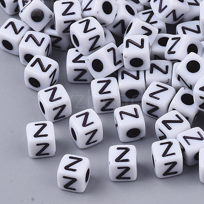 White Opaque Acrylic Beads X-MACR-R869-02Z-1