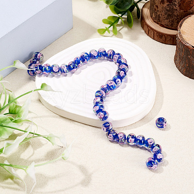 1 Strand Handmade Lampwork Inner Flower Rondelle Beads Strands LAMP-TA0002-72D-1