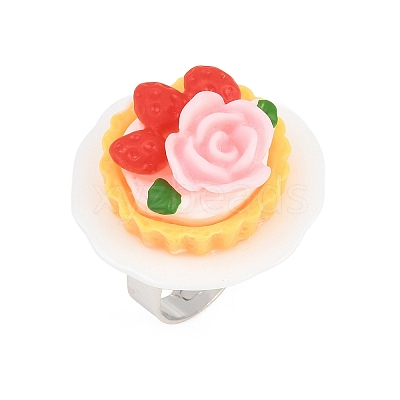 Afternoon Tea Resin & Plastic Adjustable Finger Rings for Women RJEW-K317-01G-1