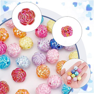 60Pcs 10 Colors UV Plating Iridescent Acrylic Beads MACR-AR0001-23-1