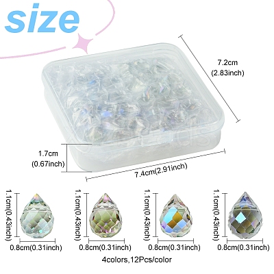 48Pcs 4 Colors Electroplate Glass Beads GLAA-FS0001-89-1