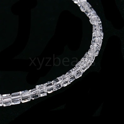 Transparent Cube Shaped Crystal Glass Beads Strands GLAA-F012-A03-1
