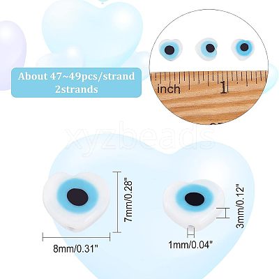 2 Strands Handmade Evil Eye Lampwork Beads Strands LAMP-FH0001-08A-1