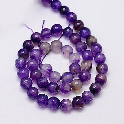Natural Agate Beads Strands G-G580-8mm-21-1
