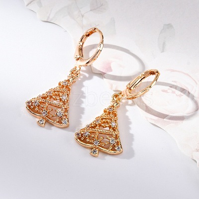 Brass Micro Pave Clear Cubic Zirconia Leverback Earrings EJEW-K300-28G-1