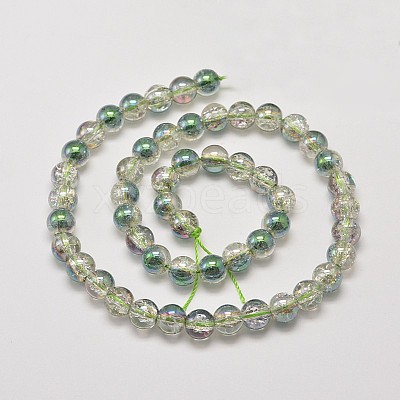 Electroplate Synthetic Crackle Quartz Bead Strands EGLA-J067-8mm-HR02-1
