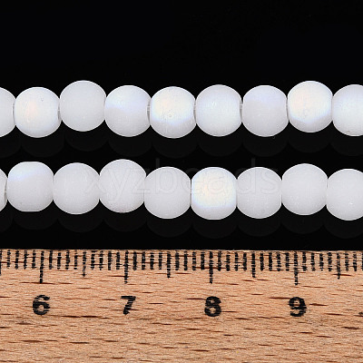 Frosted Imitation Jade Glass Beads Strands GLAA-T032-J6mm-MBB01-1