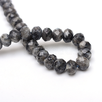 Faceted Rondelle Dyed Natural Sesame Jasper/Kiwi Jasper Bead Strands X-G-R343-6x8-20-1