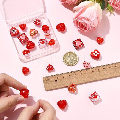 22Pcs 9 Styles Heart Theme Handmade Glass Beads FOIL-FS0001-04-1