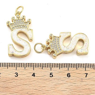 Brass Micro Pave Clear Cubic Zirconia Pendants KK-G498-01S-02-1