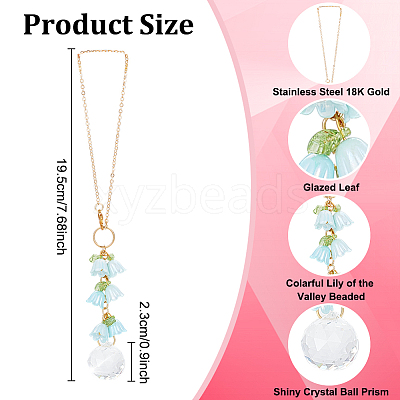 Glass & Resin Lily of the Valley Car Hanging Ornaments HJEW-DR00053-1
