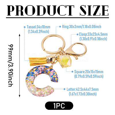 Alloy Resin Polygon Keychains KEYC-TADJ0002-03G-C-1