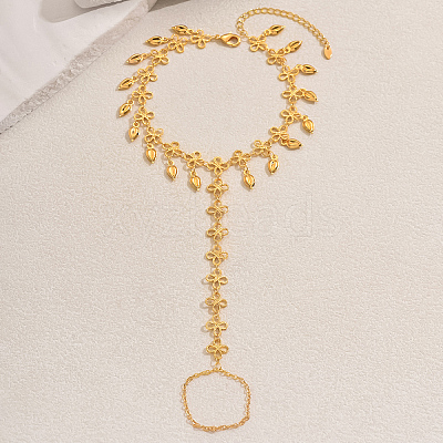 Brass Hollow Flower Tassel Anklets with Toe Chains for Women's Summer Dress OQ1163-1