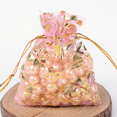 Rose Printed Organza Bags OP-R021-7x9-01-1
