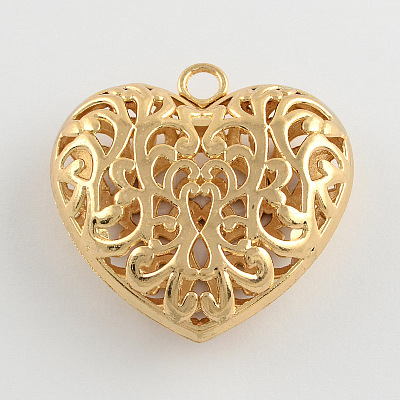 Hollow Tibetan Style Alloy Heart Pendants TIBEP-S095-G-NR-1