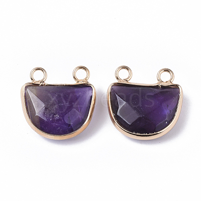 Natural Amethyst Semi Circle Pendants G-S359-011A-1