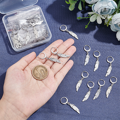 20 Pairs Feather Dangle Leverback Earrings EJEW-UN0001-86-1