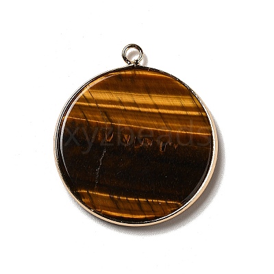 Natural Tiger Eye Pendants G-A213-01G-09-1