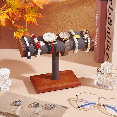T-Shaped Bar Wood Covered with Microfiber Bracelet Display Stands BDIS-WH0014-01-1