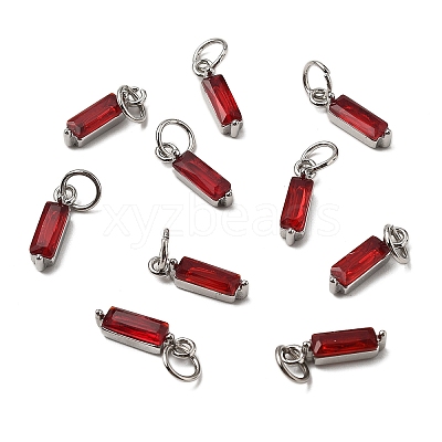 304 Stainless Steel Cubic Zirconia Pendants STAS-E487-21P-07-1