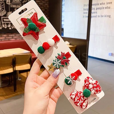 Christmas Theme Cloth Felt Fabric Alligator Hair Clip OHAR-R100-01E-1