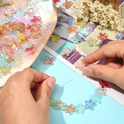 100Pcs Two Tone Transparent Glass Beads GLAA-CJ0001-84-1
