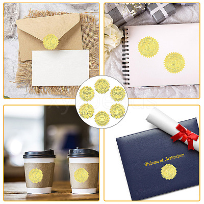 6 Patterns Aluminium-foil Paper Adhesive Embossed Stickers DIY-WH0451-004-1