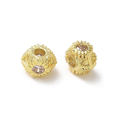 Brass Micro Pave Cubic Zirconia Beads KK-A236-19G-01-1