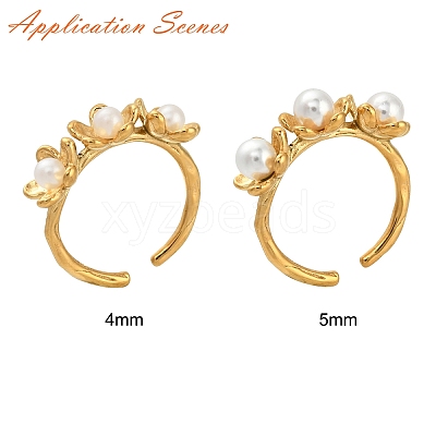 304 Stainless Steel Flower Open Cuff Ring Findings X-STAS-K263-04G-1