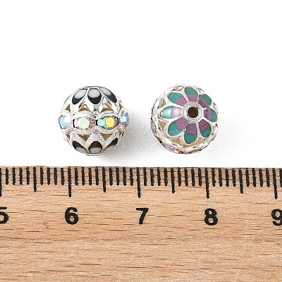 Brass & Alloy & Rhinestone Enamel Beads RB-CBA973B-11B-P-1