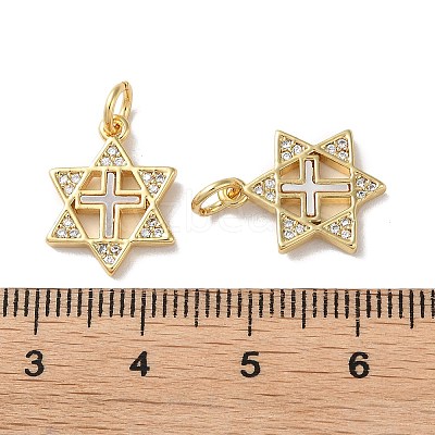 Brass Micro Pave Cubic Zirconia Pendants KK-B083-25C-G-1