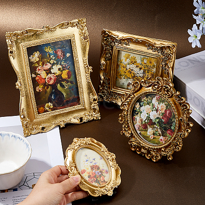 4Pcs 4 Styles Resin Photo Frame Stand DJEW-DC0001-19-1