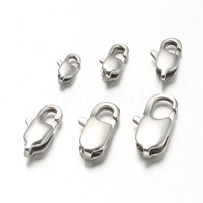 Non-Tarnish 304 Stainless Steel Lobster Claw Clasps Hand Polished X-STAS-F094-05E-P-1